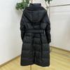 Warm Thickened Slim Fit Down Coat Long Hooded Knee Length Solid Color Casual Waist Slimming Winter Jacket