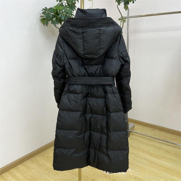 Warm Thickened Slim Fit Down Coat Long Hooded Knee Length Solid Color Casual Waist Slimming Winter Jacket