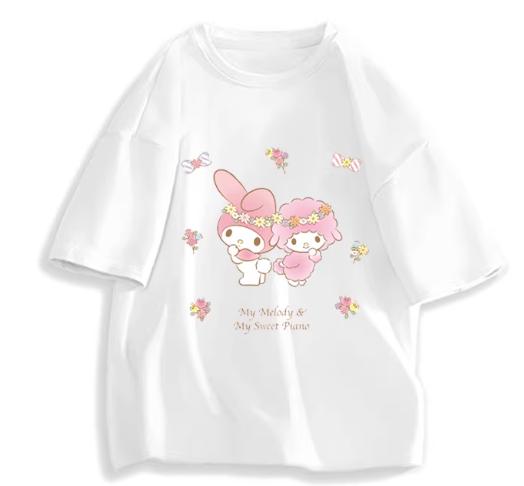2026 New Fashion RoundNeck ShortSleeve TShirt Spring Summer Sanrio My Melody Women TShirt Unisex Trendy Cute Top Clothing