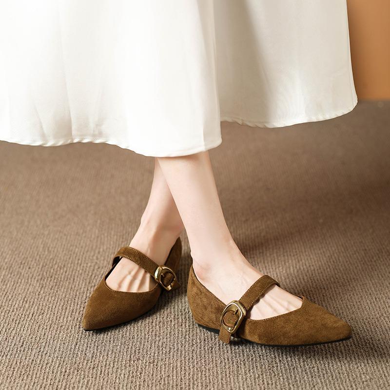 Designer Luxury Thick Heel Women Mary Jane Shoes Fashion Shallow Pointed Shoes 2026 Spring Female Internal Increase Dress Pumps