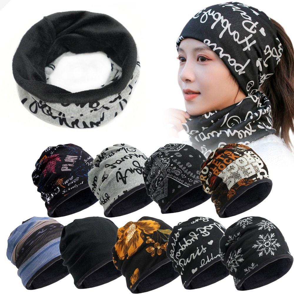 Fashion Soft Scarf Warm Hat Keep Warm Thickened Cover Head Cap Fleece Lined Windproof Cold Cap for Women
