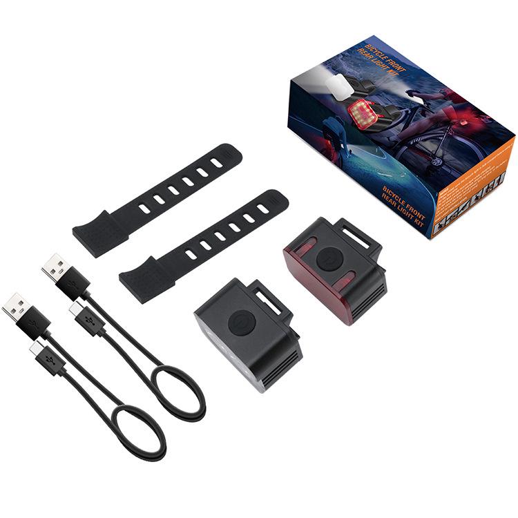 Bright USB-C Rechargeable Waterproof Bicycle Light Set with Aluminum Front and Rear Lights