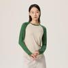 Women's Seamless Color Block Raglan Merino Wool & Tencel Long Sleeve Sport Shirt