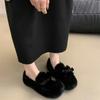 New Outer Wear Winter Cotton Shoes Women's Wind Doudou Women's Shoes Warm and Velvet One Pedal Fluffy Shoes Women