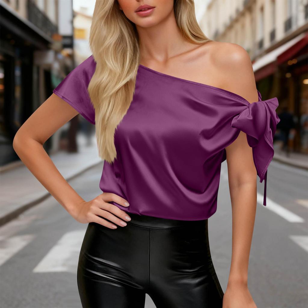 Fashionable Women's Spring And   Color Pullover, One Shoulder Sleeveless  Women's Shirt