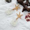 Summer Beach Vacation Style Alloy Starfish Pendant Imitation Pearl Scallop Tassel Earrings for Women Fashion Accessorie Jewerly