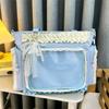 Zoete Lolita Transparante Poppen Badge Display Tas Kant Ruche Schouder Crossbody Tas Anime Ita Tas Casual Dames Messenger Bag