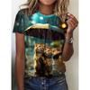 Summer Women Cat Pattern T-Shirt Fun Animal 3D Printed Short Sleeves Loose O-Neck Breathable T-Shirts
