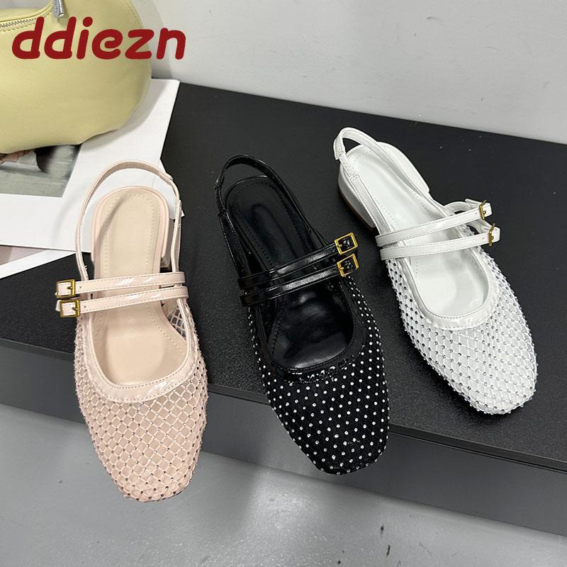 Fashion Fashion Mesh Breathable Ladies Flats Sandals Shoes Female Shallow Footwear Slip On Women Flats Sandals Mules Shoes Big Size 43