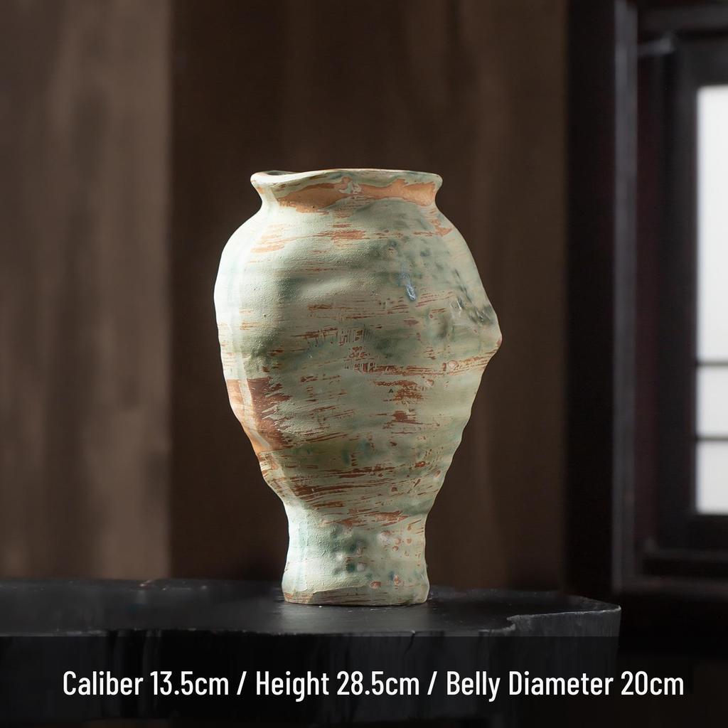 Wabi-Sabi Retro Ceramic Vase for Living Room or Tea Room – Vintage Chinese Style Flower Arrangement Ornament