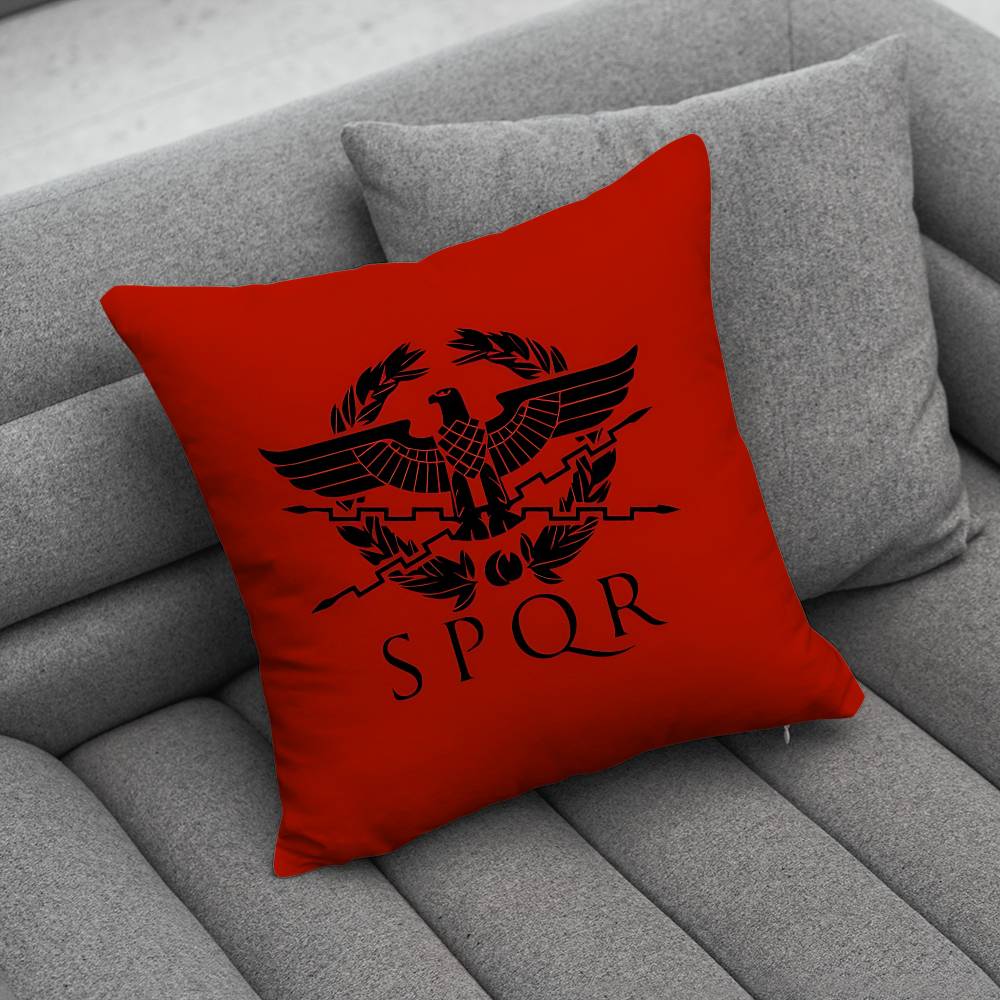 Retro Spqr Roman Empire Pillow Case Antidustmite Pillowcase Invisible Zipper Silky Short Plush Sofa Cushion Cover