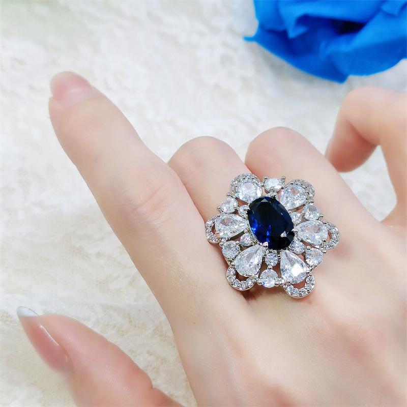 Elegant Sapphire Ring for Women – Open Design, Trendy Minimalist Style, Versatile Temperament, Ideal for Index Finger Adjustable Open-Ended