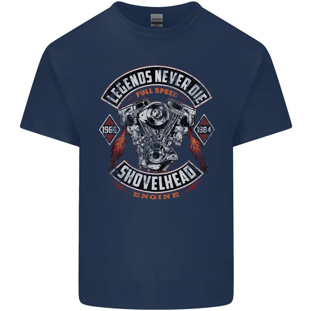 Legends Never Die Shovelhead Engine Biker Garage Motorcycle TShirt 100 Cotton ONeck Summer Short Sleeve Casual Mens Tshirt