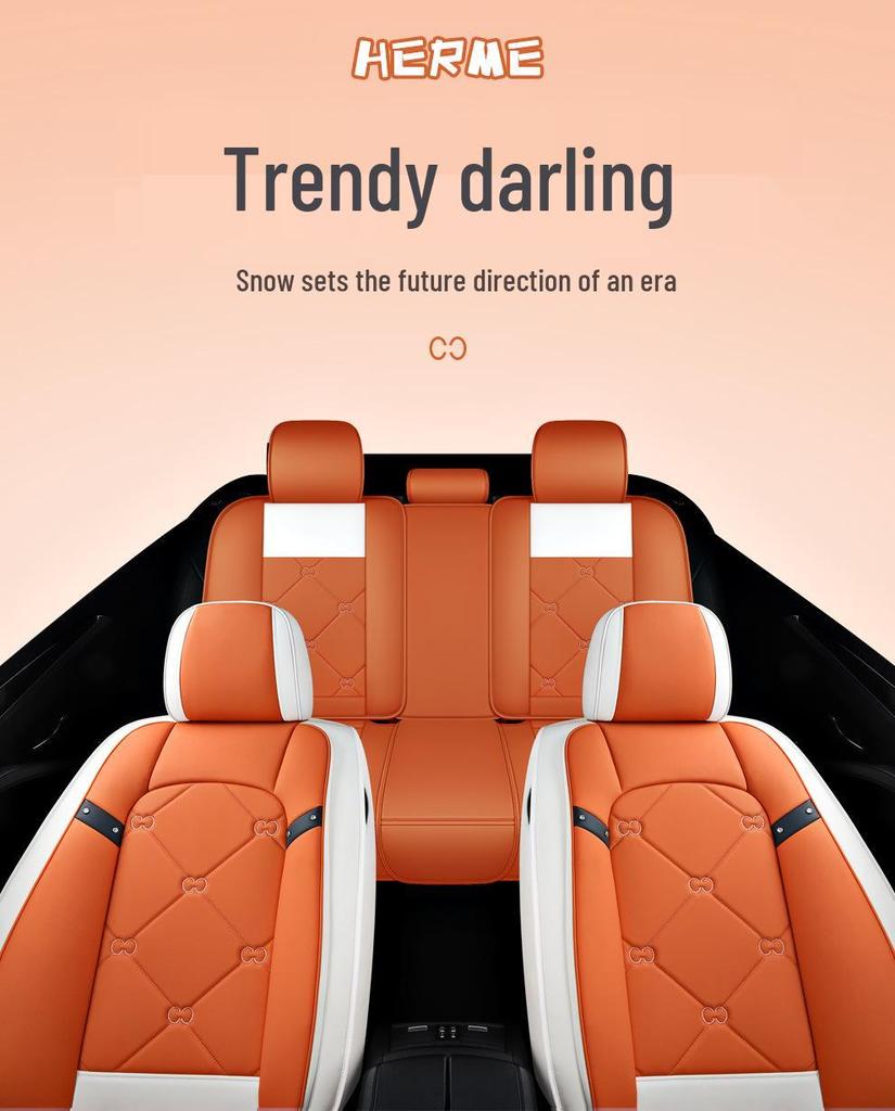 New All-Season Full Leather Cartoon Car Seat Cushion Cover