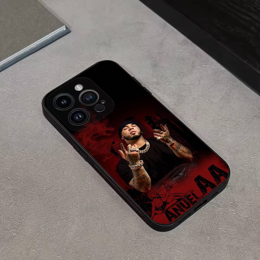 Rapper A- Anuel AA Echte Handyhülle Für iPhone 16,15,14,13,12,11 Plus,Pro Max,XS,X,XR,SE,Mini,8,7,Weiche Silikon Schwarze Hülle