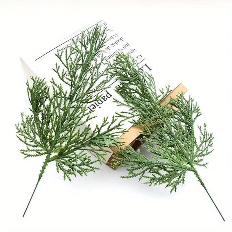 10 Piezas 25cm Ramas de Pino Simuladas Decoraciones para Árbol de Navidad con Guirnaldas de Ramas de Árbol de Plástico Decoraciones de Ramas de Pino Verde