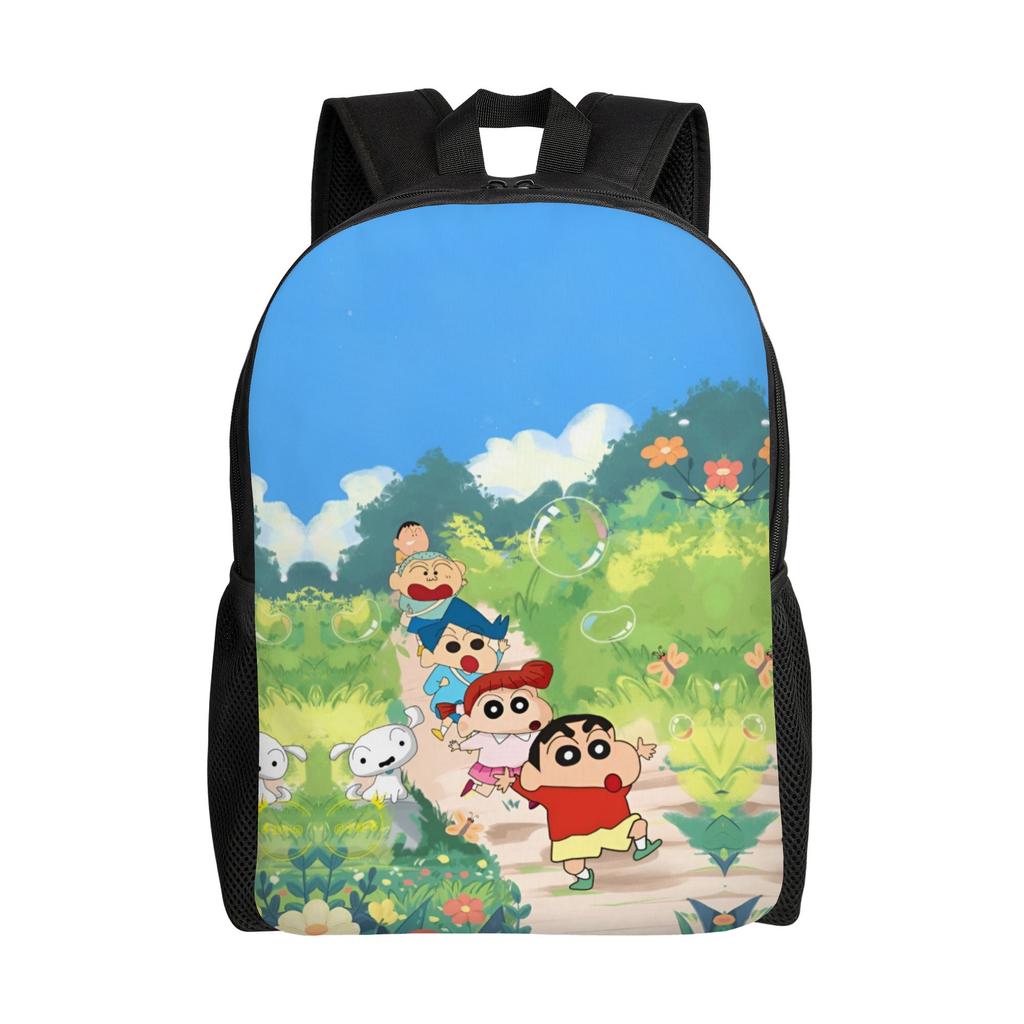 3D Print Crayons Shins Chans Backpacks for Girls Boys Cartoon College School Travel Bags Women Men Bookbag Fits 15 Inch Laptop