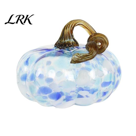 Transparent Pumpkin Figurine Mini Hand Blown Glass Ornament, Collectible Thanksgiving Halloween Handmade Decor Faux Crystal Hanging Decoration