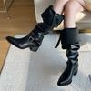 Eilyken Winter Punk Style Women Knee-High Boots Designer Square Heels Buckle Strap Shoes Ladies Booties