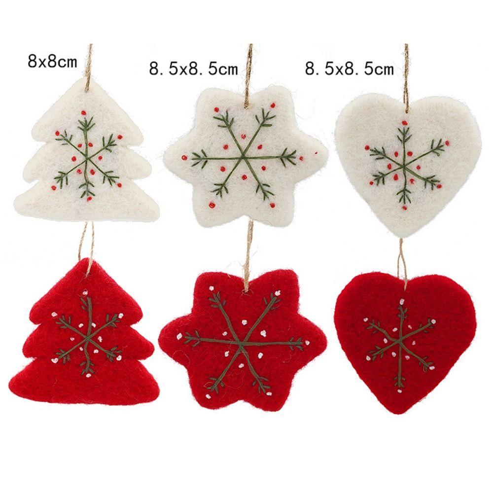 Felt Christmas Felt Ornaments Lightweight Embroidered Snowflake Snowflake Ornaments Assorted Shapes Hanging Cord