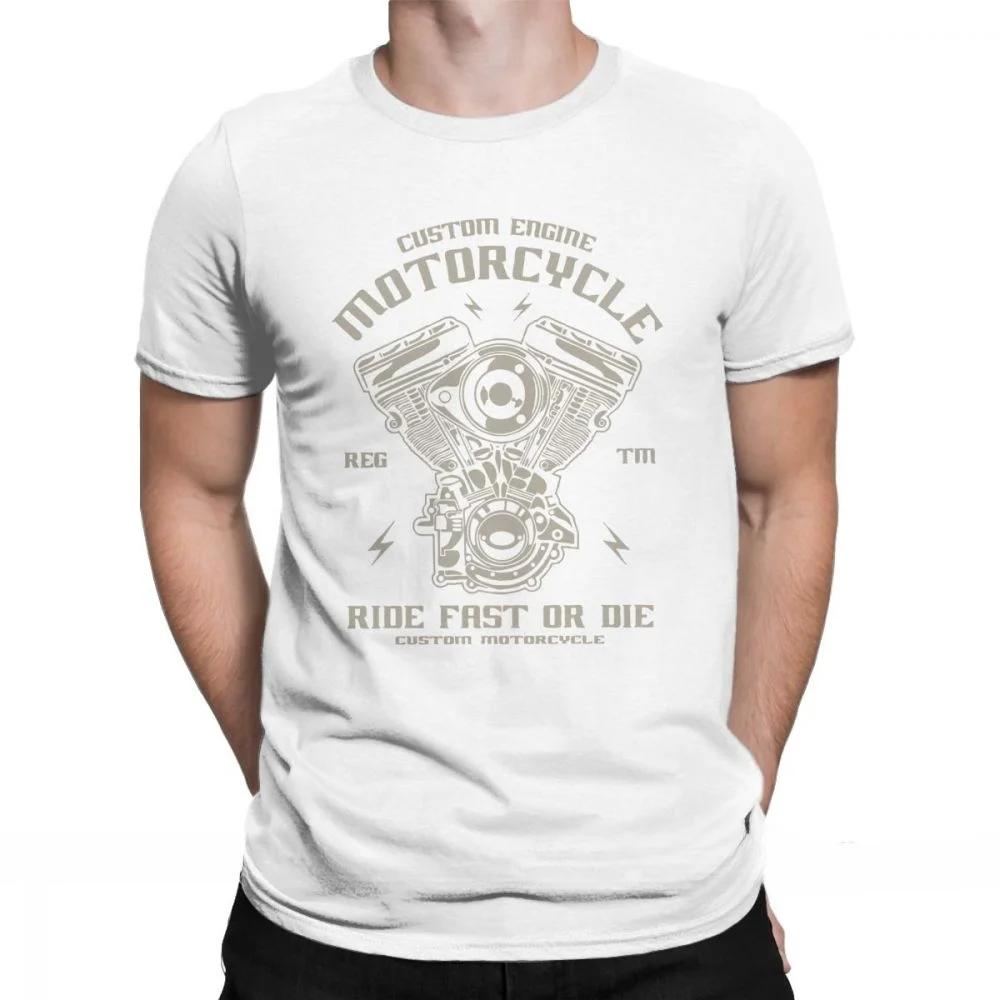 Men T Shirts Biker Engine Motorcycle Ride Fast or Die Funny Short Sleeve Tees Crewneck Tops 100 Polyester Printed TShirt S