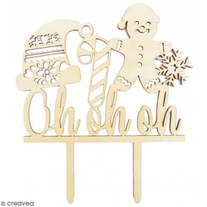Cake Topper - Ohohoh - Décoration en bois Noël - 9 x 13 cm - Élégante et festive