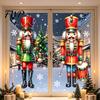 Adesivi Festivi in Vetro Soldatino Schiaccianoci/Fiocco Decalcomanie Statiche per Finestre, Adesivi Natalizi in PVC Impermeabili, Decorazioni Riutilizzabili per Feste/Vacanze su Pareti/Porte
