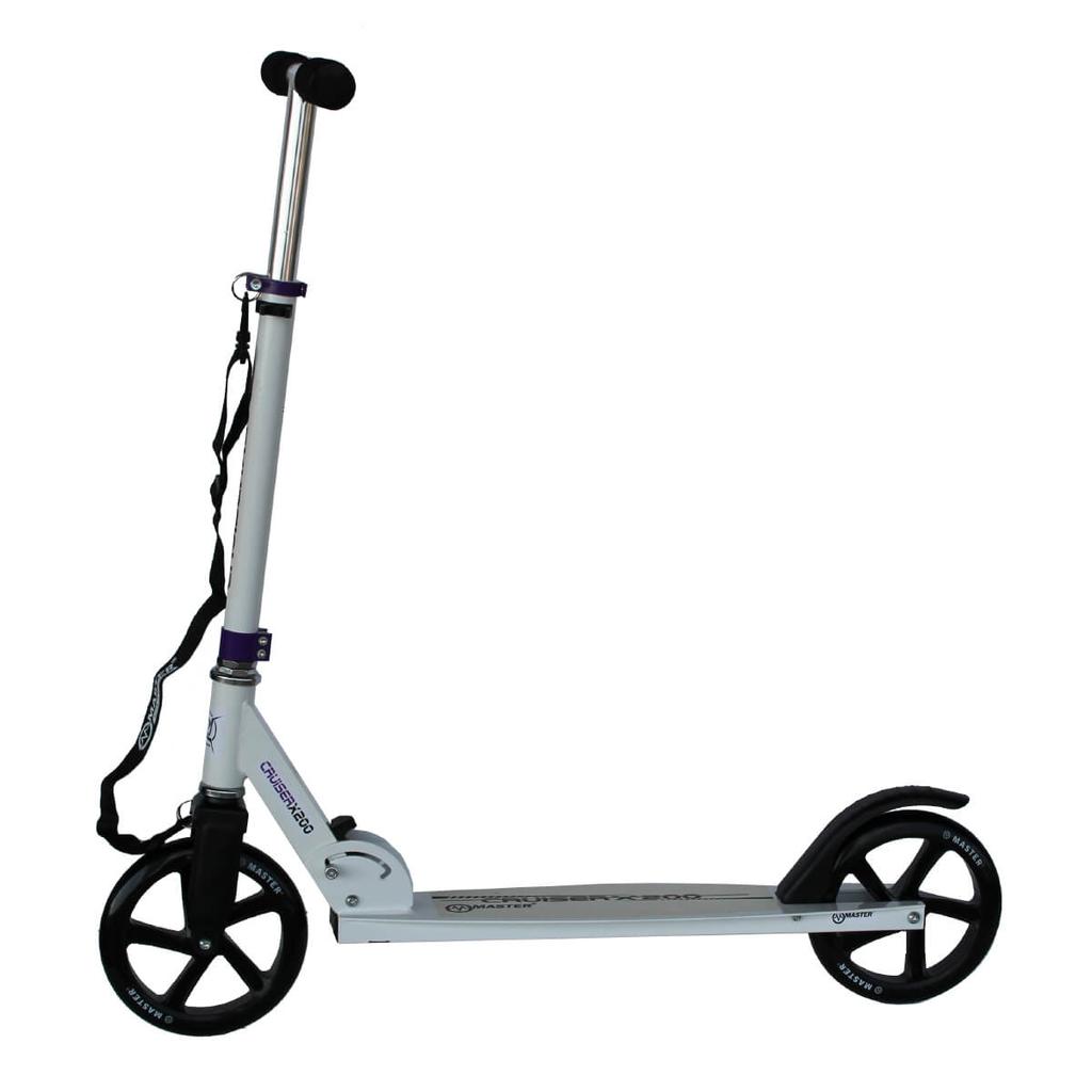 Folding scooter with transport strap MASTER Cruiser 200 mm WHITE
