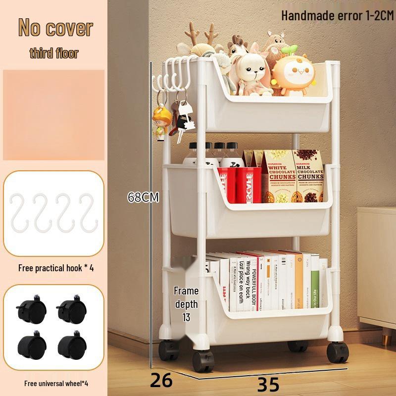 Compact Multi-layer Mobile Storage Rack for Living Room and Kitchen