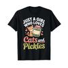 Just A Girl Who Loves Cats And Pickles Cute Cat Pickle T Shirt Vintage Versatile Graphic Top For Everyday Wear Stylish