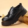 Fashion Black Thick Soled Leather Shoes Classic Retro Versatile Style Outdoor Leisure Party Daily Business Dress Office Adult Shoes