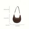 Fashion PU Leather Shoulder Bag Large Capacity Solid Color Underarm Bag Moon-shaped Tote Handbag Women