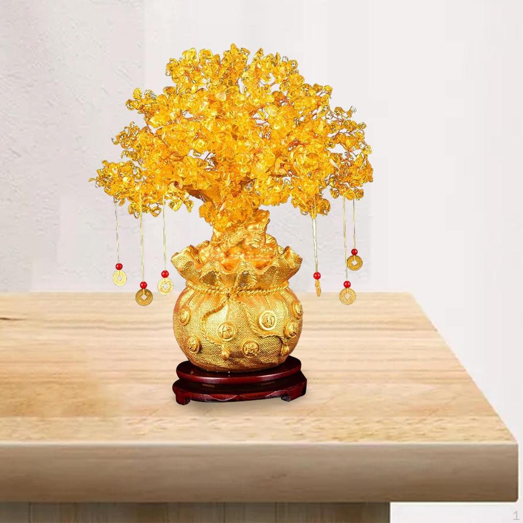 Money Tree Statue ,Lucky Figurine, Ornament Wealth Sculpture for Study Room