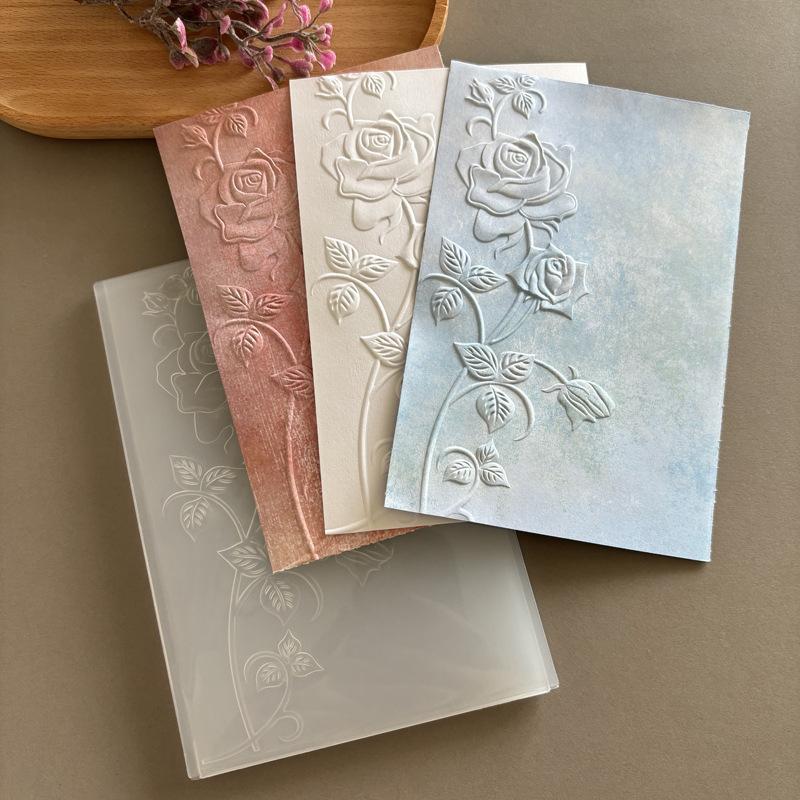 1pc 3D Texture Clip Plastic Embossed Pattern Board DIY Printing Clip Mold Paper Embossing Folders Flowers Card Making Supplies