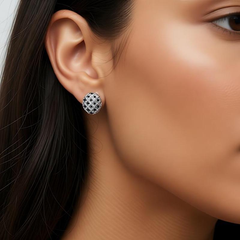 Black Awn Jewelry Black Jewelry Black Stone Hoop Earrings