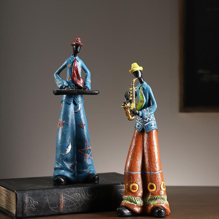 Xianci Retro Band Figure Ornament for Home and Living Room Decor, Perfect for Wine Cabinet, Bookcase, or Electronic Organ Display.