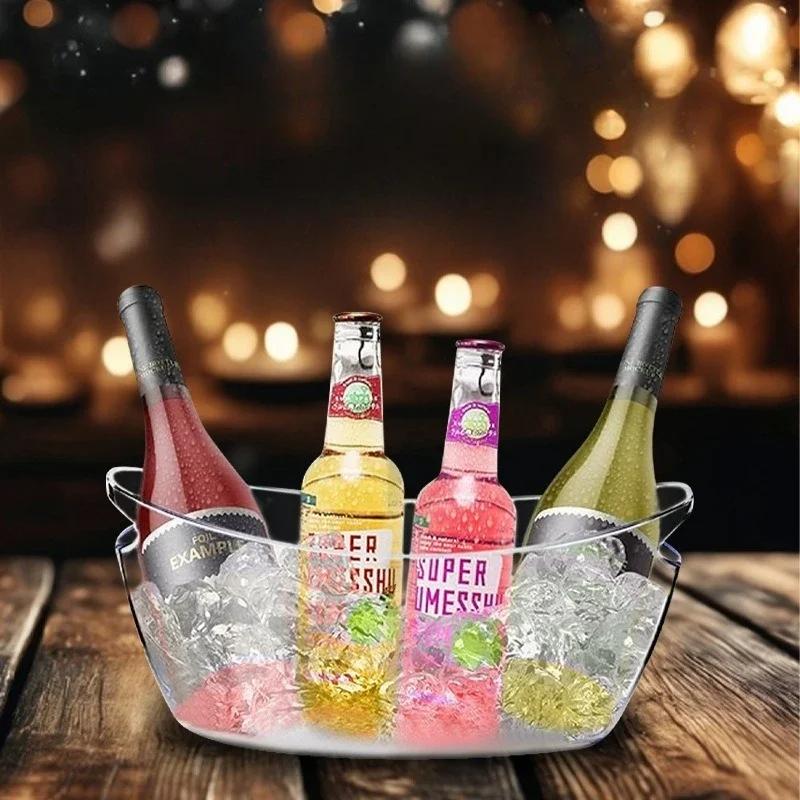 5LTransparent Ice Cube Storage Bucket Beer Wine Bucket Bar Ice Bucket Container Champagne Can Wine Champagne Beer Chiller Hot