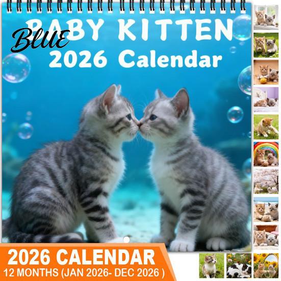 Decorative Wall Decor for Office Kittens 2027 Calendar Cute Baby Square Monthly Spiral Coated Paper Planning Calendar Binding 12 Month Hanging