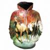 Autumn 3D Horse Pattern Printed Hoodies Fashionable Casual Sports Long Sleeved Men's Hooded Sweatshirts