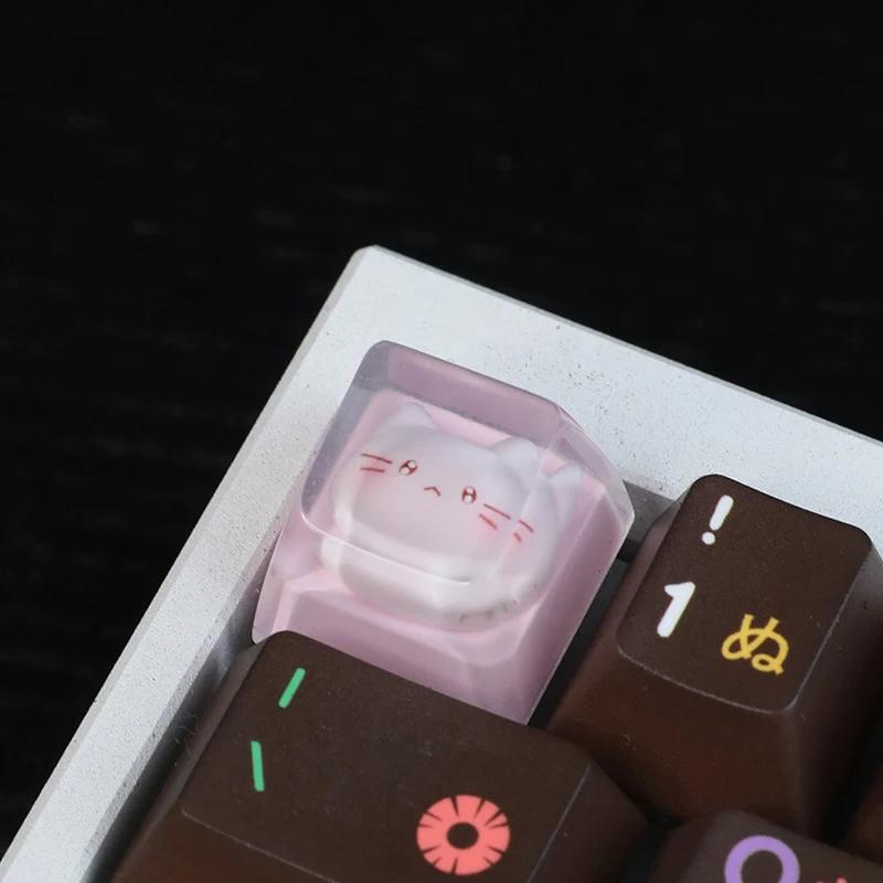 Translucent Cute Cartoon Cat Keycap Cross Axis Mechanical Keyboard Keycap Keyboard Decoration Keycap Keyboard Accessories