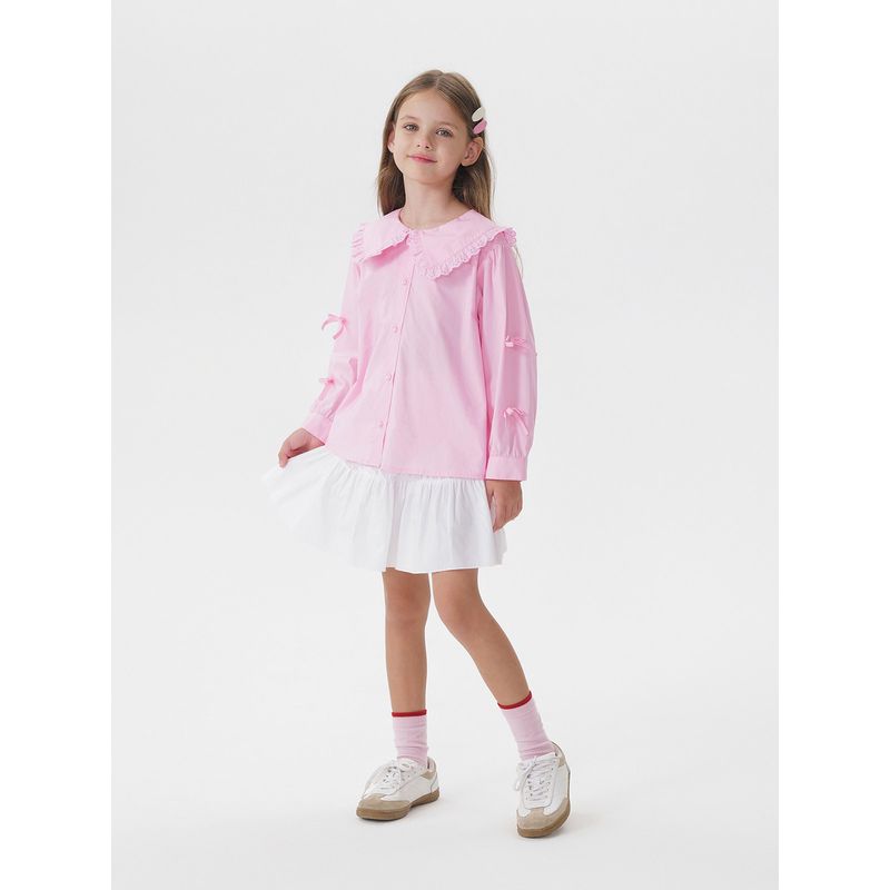 Mark Jenny Girls' Lace Doll Collar Bow Shirt Kidsren's Shirt 2026 Spring New Style 551671