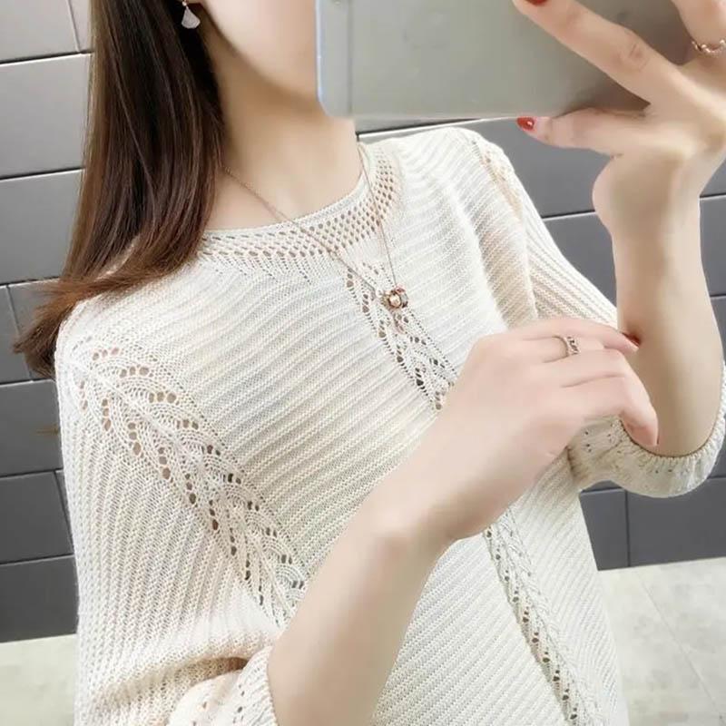 Женский зимний свитер пуловер свободный короткий свитер ажурный с длинным рукавом трикотаж XL 1549₽