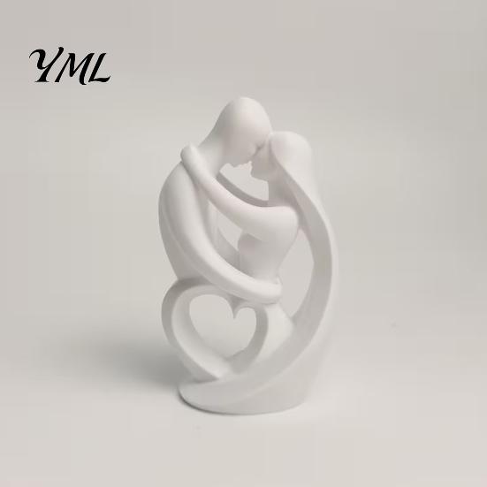 Unique Wedding Gift Ideas 3D Printed Abstract Couple Embrace Statue, Heart Hollow Love Figurine, Minimalist Romantic Soft Furnishing Displays