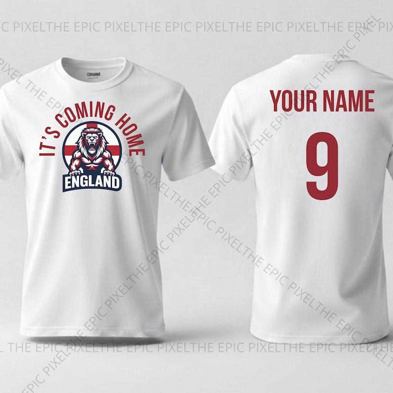 Personalized England Football Shirt, Custom Three Lions Soccer Tee, Team England Supporter T-Shirt, World Cup 2026 English Fan Gift 3XL
