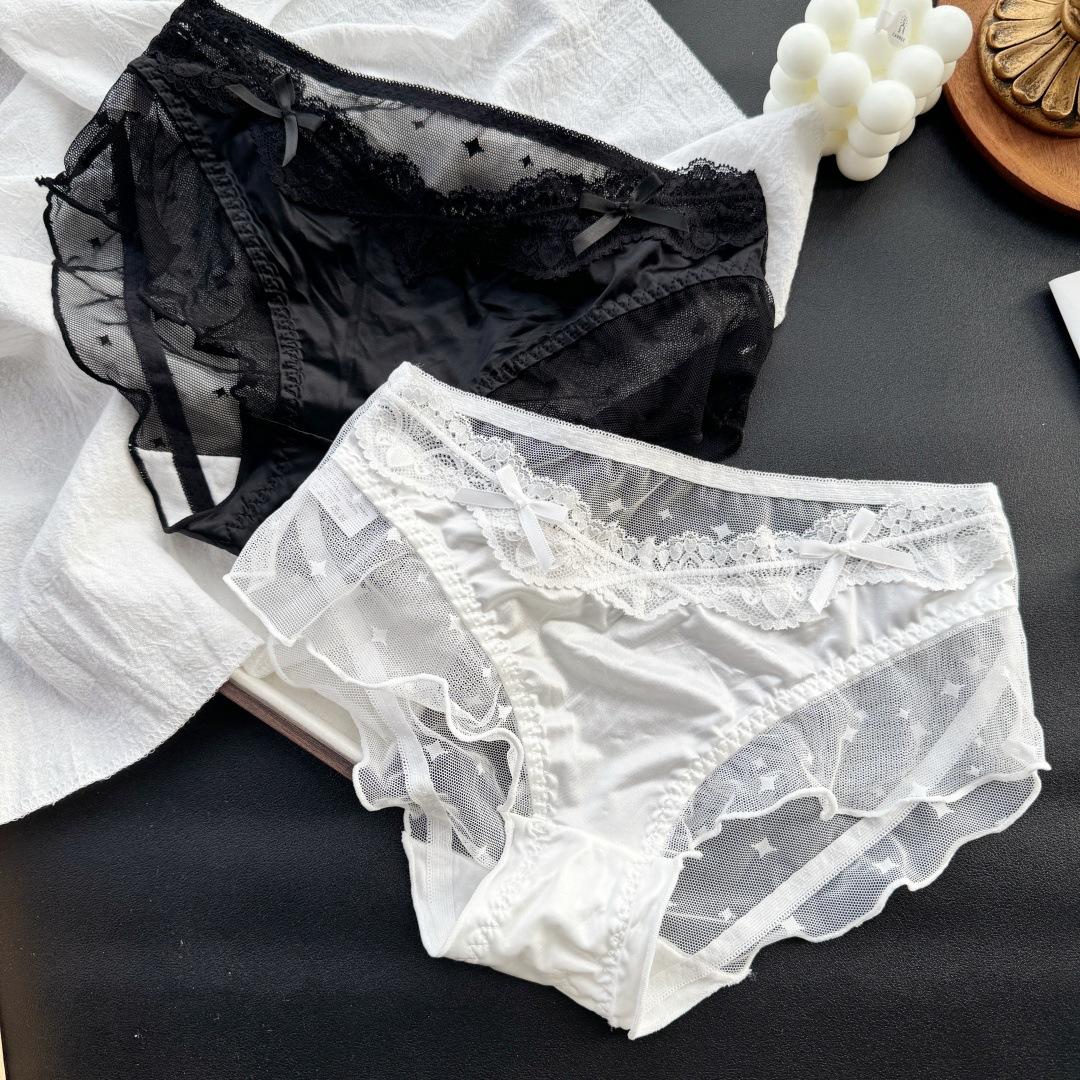 Женские Весенние и Летние Сексуальные Милые Контрастные Сатиновые Ледяные Сетчатые Трусики One size белый