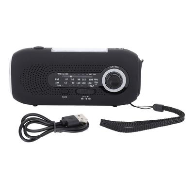 Solární počasové rádio s 1W 5 LED 3 úrovněmi svítilny 4 režimy osvětlení SOS Ruční klika Typ C Nabíjení