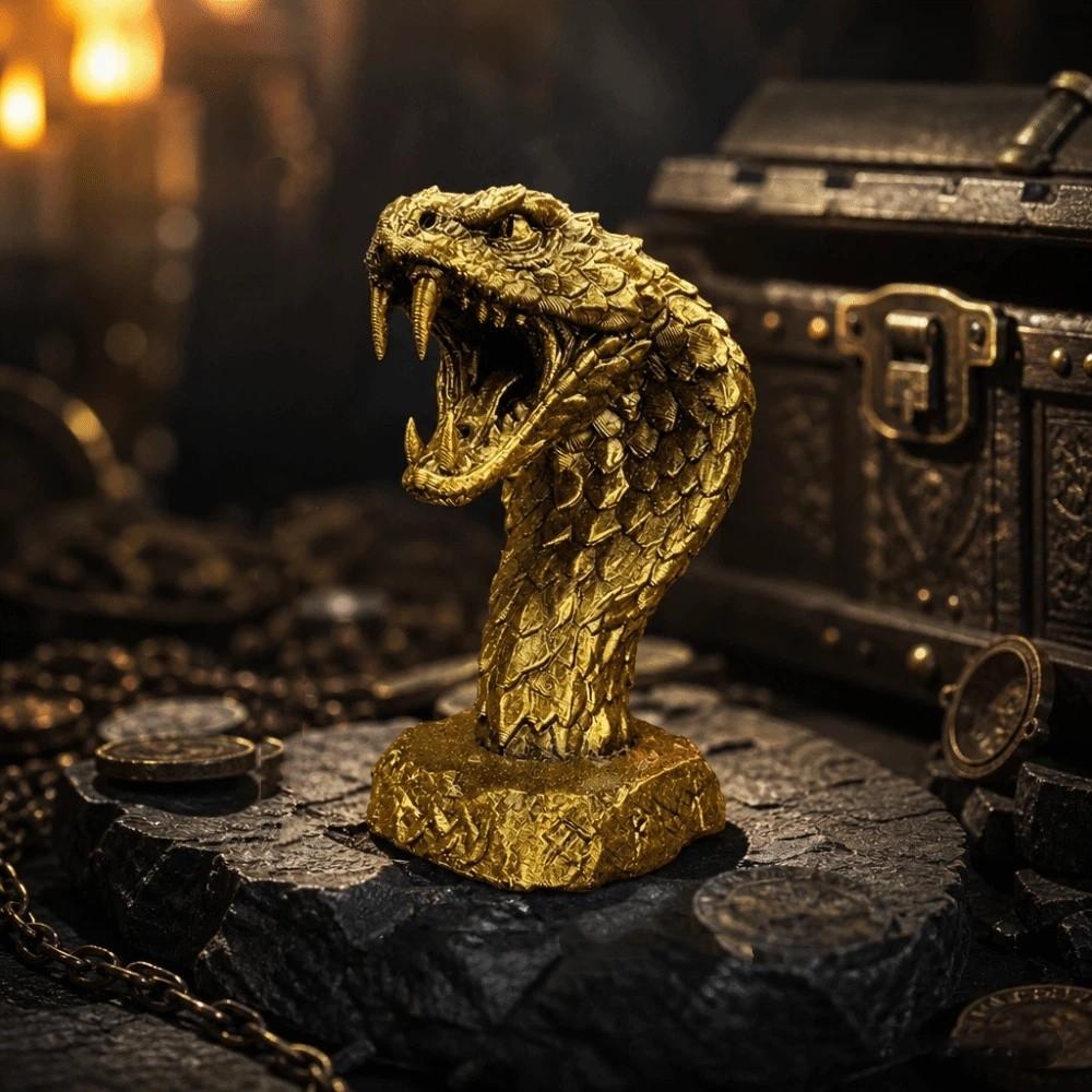 3D Printed Desktop Ornament Gothic Style Snake Figurine Cool Snake Head Statue Computer Desk