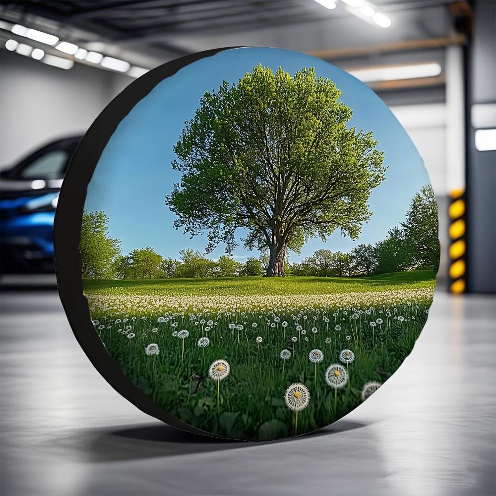 Large Tree and Dandelions Spare Tire Cover Polyester Waterproof Auto Protector For SUV