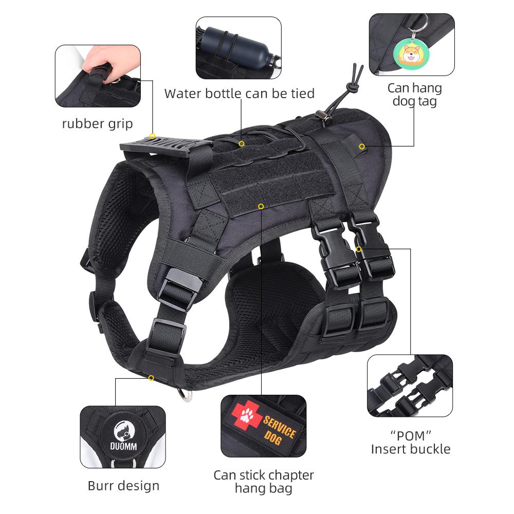 Big Dog Tactical Vest Outdoor Waterproof Dog Chest Harness Medium and Large Dog Tactical Chest Back Dog Training Cchest and Back