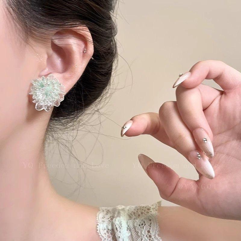 Dopamine Color Flower Stud Earrings Women's New High-end Feeling Small Fresh and Sweet Earrings Versatile High-value Trendy Earrings